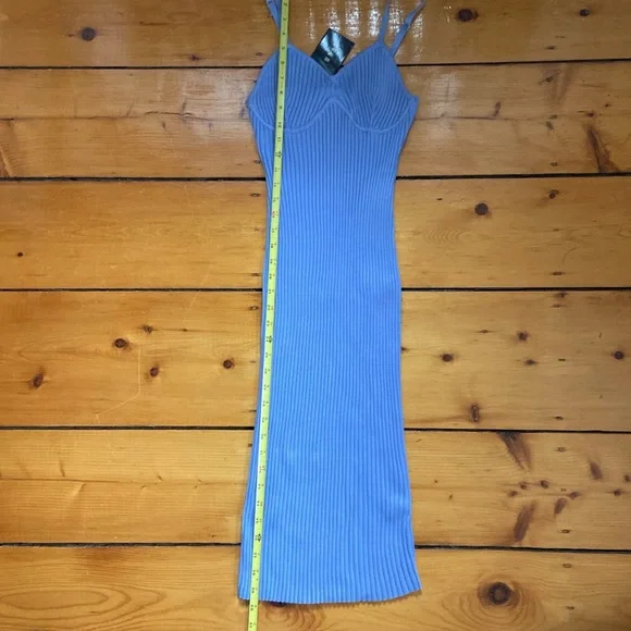 NEW Say What? Blue Ribbed Midi Bodycon Dress Size Medium NWT - Picture 4 of 9